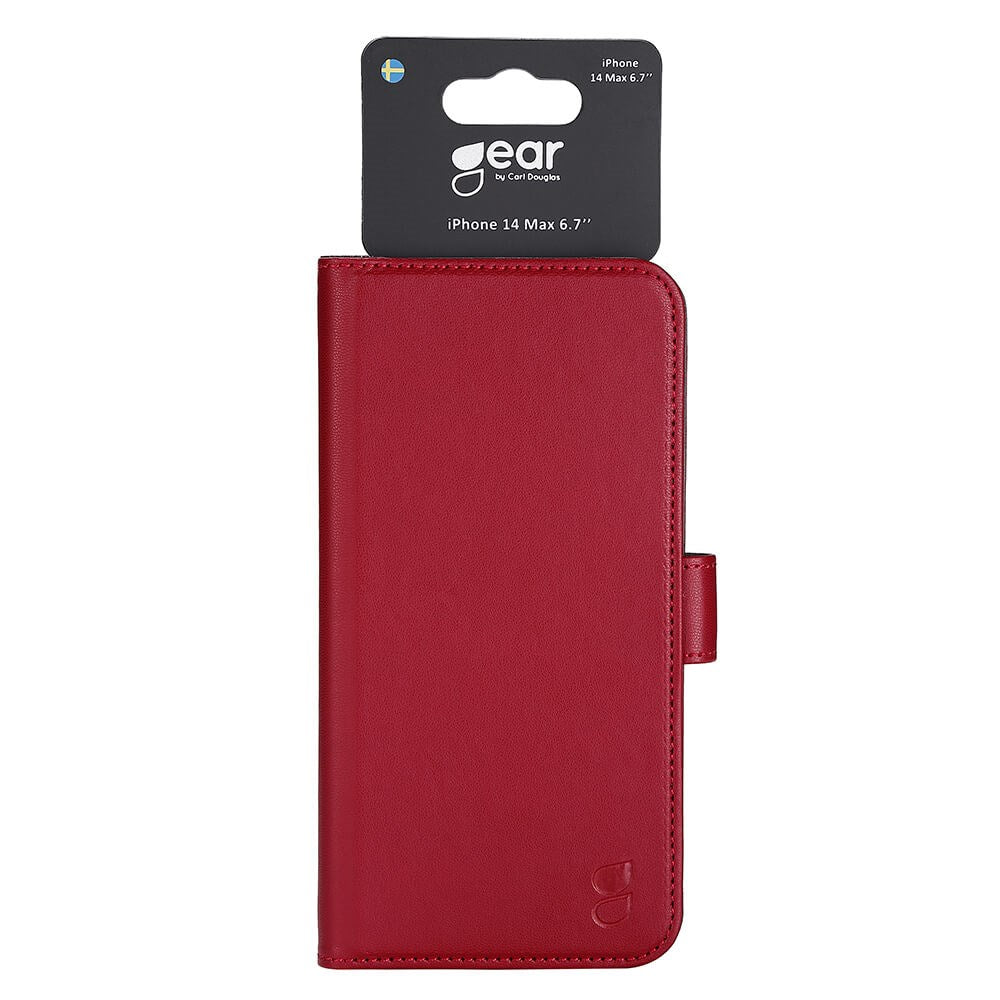 iPhone 14 Plus GEAR Læder Cover Pung til 3 kort - Rød