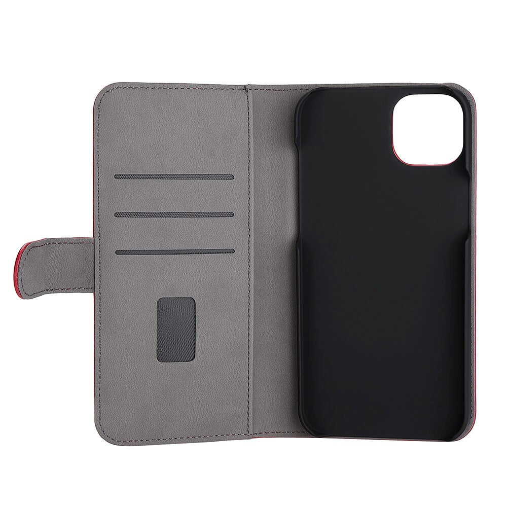 iPhone 14 Plus GEAR Læder Cover Pung til 3 kort - Rød