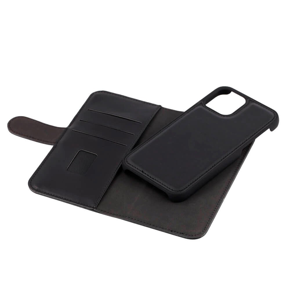 iPhone 12 / 12 Pro GEAR Læder Cover 2-i-1 m. Pung 3 Kort - Sort