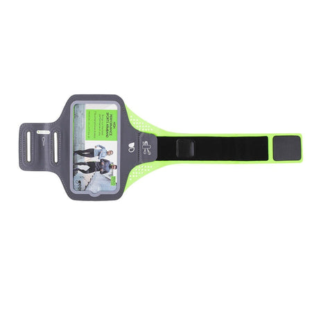 GEAR Universal Løbearmbånd til Mobil m. Lomme til Nøgle & Reflekskant (Maks. Mobil: 70 x 145mm) - Grå / Grøn