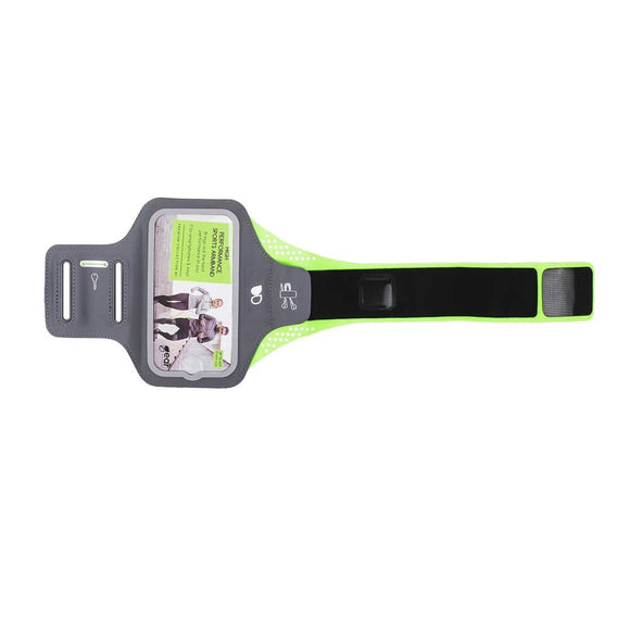 GEAR Universal Løbearmbånd til Mobil m. Lomme til Nøgle & Reflekskant (Maks. Mobil: 70 x 140mm) - Grå / Grøn