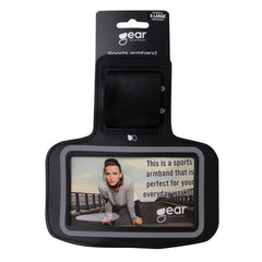 GEAR Universal Løbearmbånd m. Justerbar Velcrostop & Reflekskant (Maks. Mobil: 140 x 70mm) - Sort