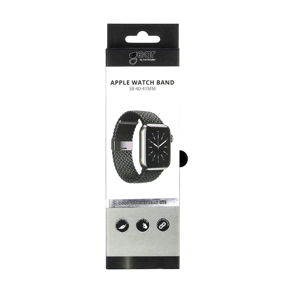Apple Watch (38/40/SE/41/42mm) GEAR Flettet Urrem Strækbar - Sort