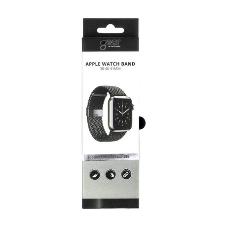 Apple Watch (38/40/SE/41/42mm) GEAR Flettet Urrem Strækbar - Sort