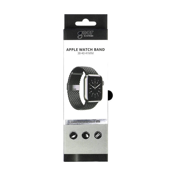 Apple Watch (38/40/SE/41/42mm) GEAR Flettet Urrem Strækbar - Sort