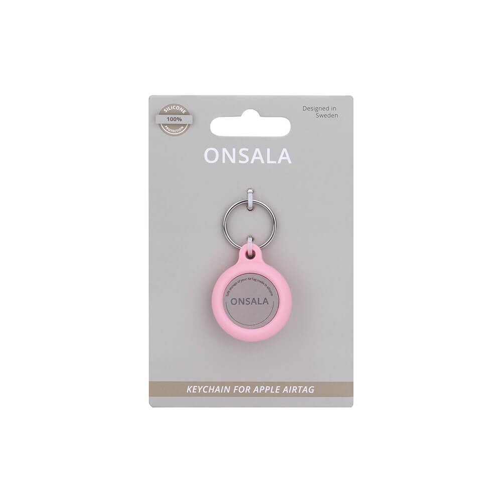 Onsala AirTag 1. & 2. Gen. Silikone Holder m. Nøglering - Pink