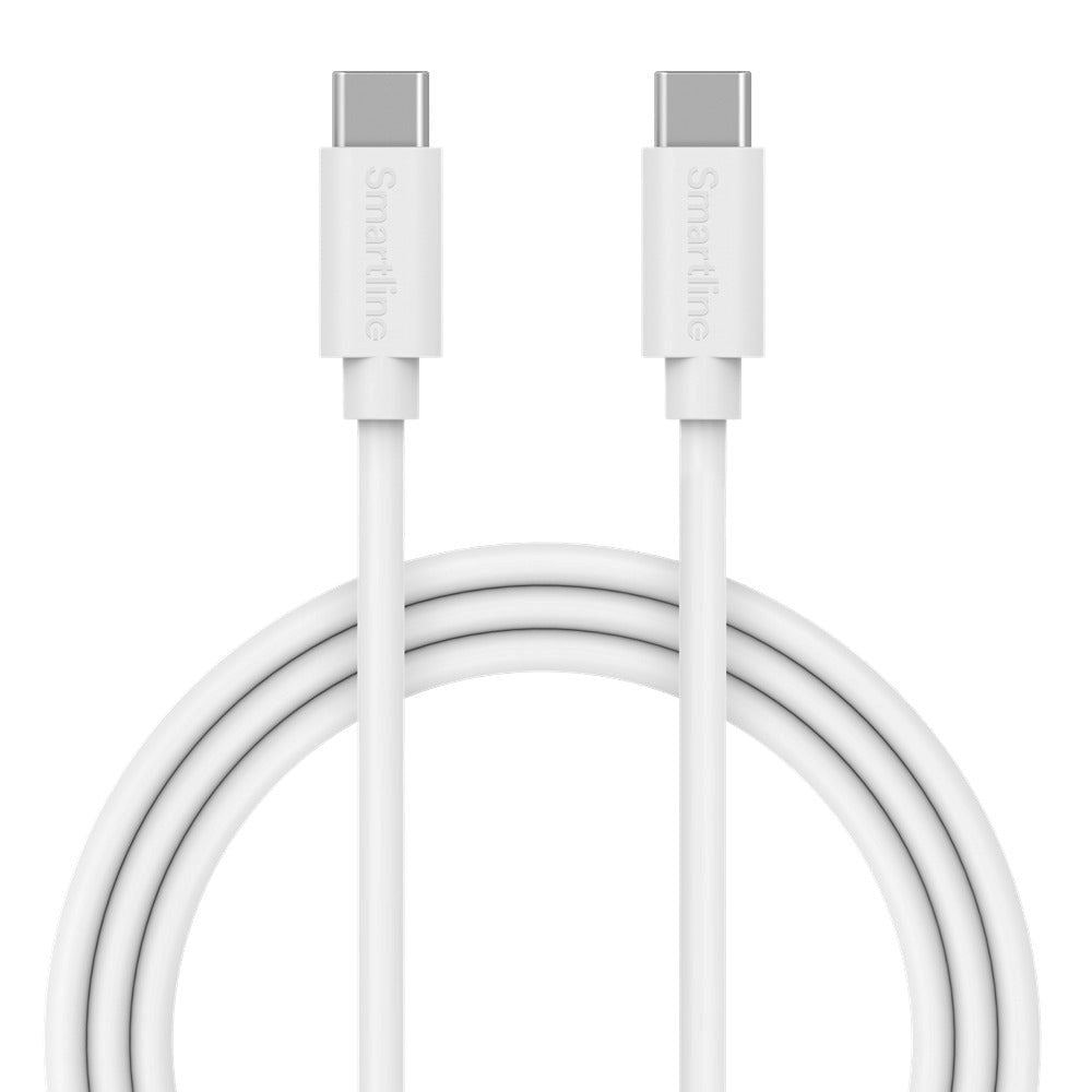 Smartline (3A/60W) USB-C til USB-C Kabel 3 m. - Hvid
