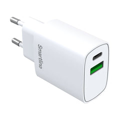 Smartline PD 20W Vægoplader m. 1 x USB-A / 1 x USB-C - Hvid