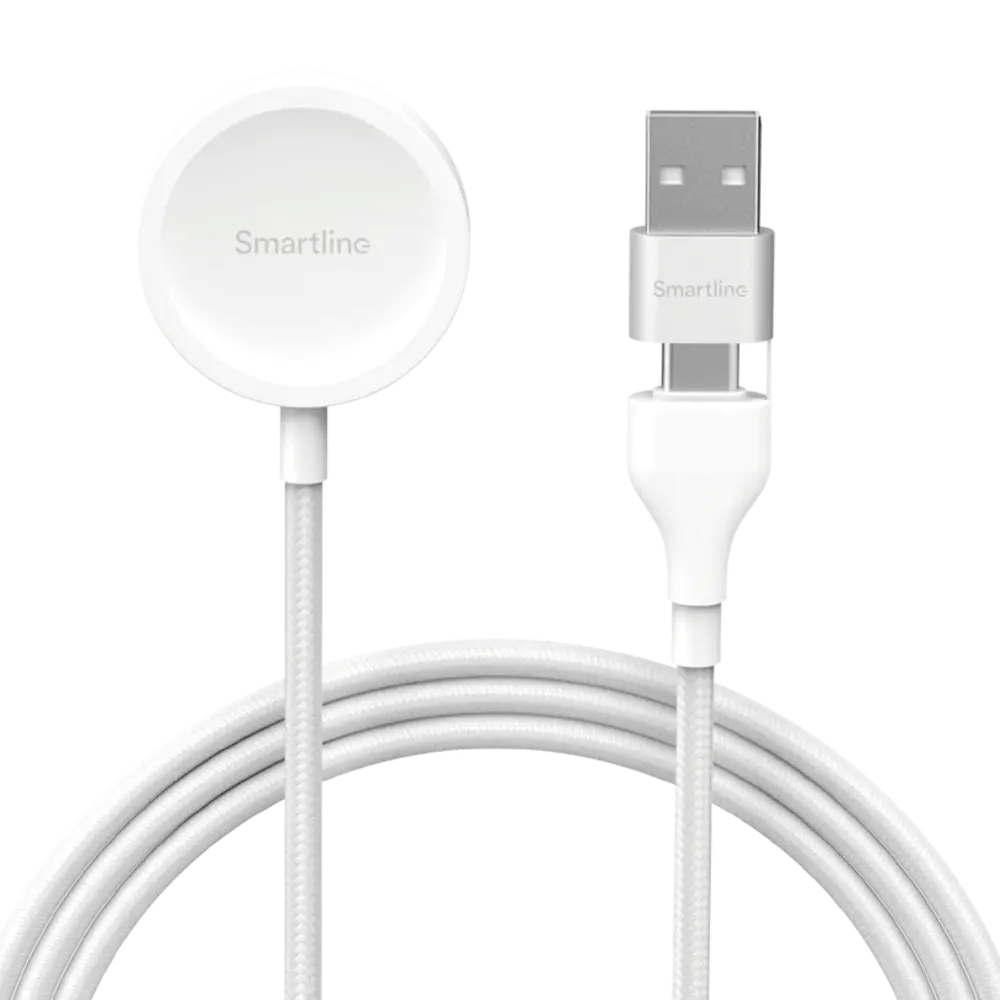 Smartline Apple Watch Oplader m. 2-i-1 USB-A & USB-C - 1m - Hvid
