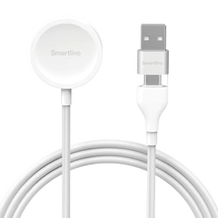 Smartline Apple Watch Oplader m. 2-i-1 USB-A & USB-C - 1m - Hvid
