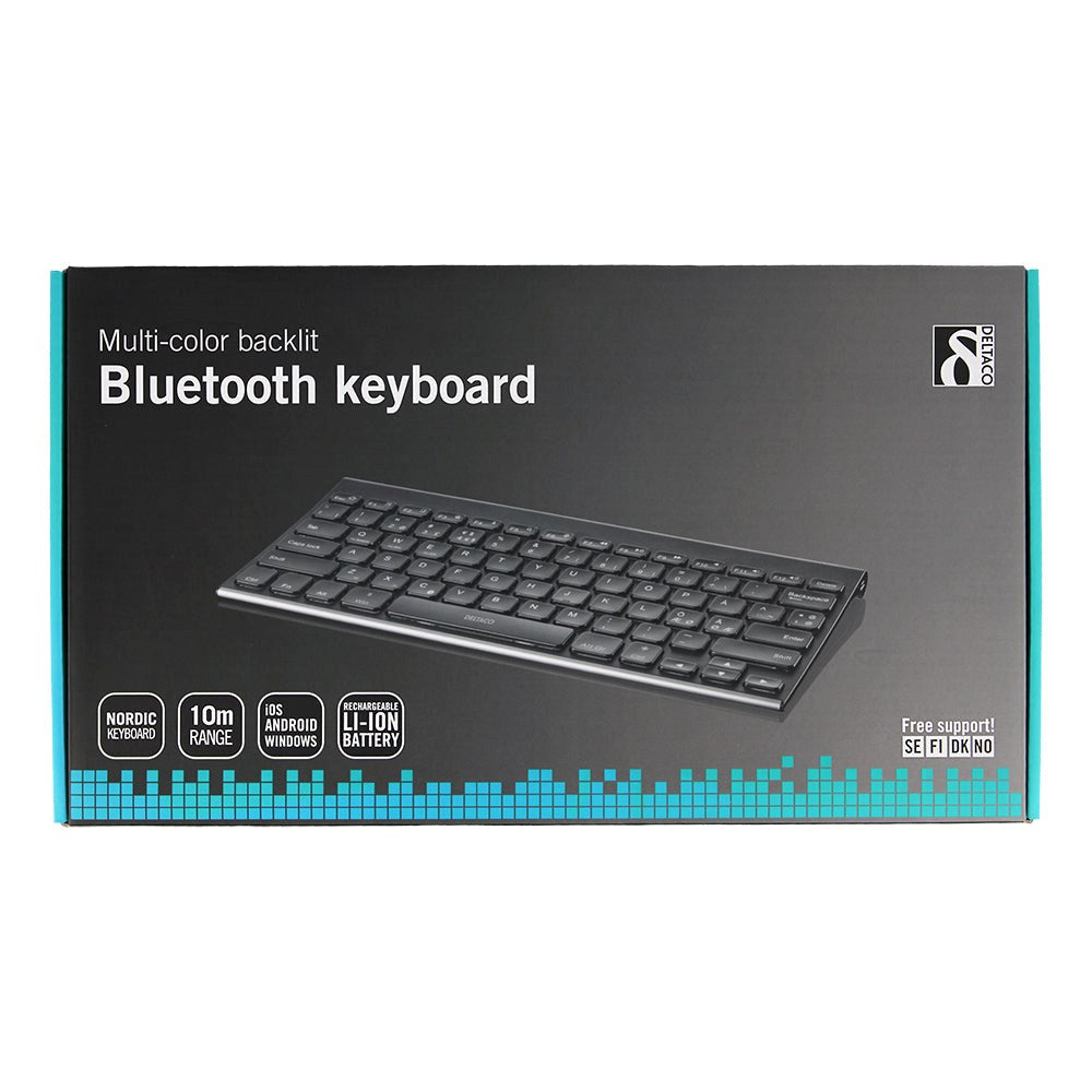 Deltaco Bluetooth Tastatur m. Forskellige Baggrundsfarver - Sort