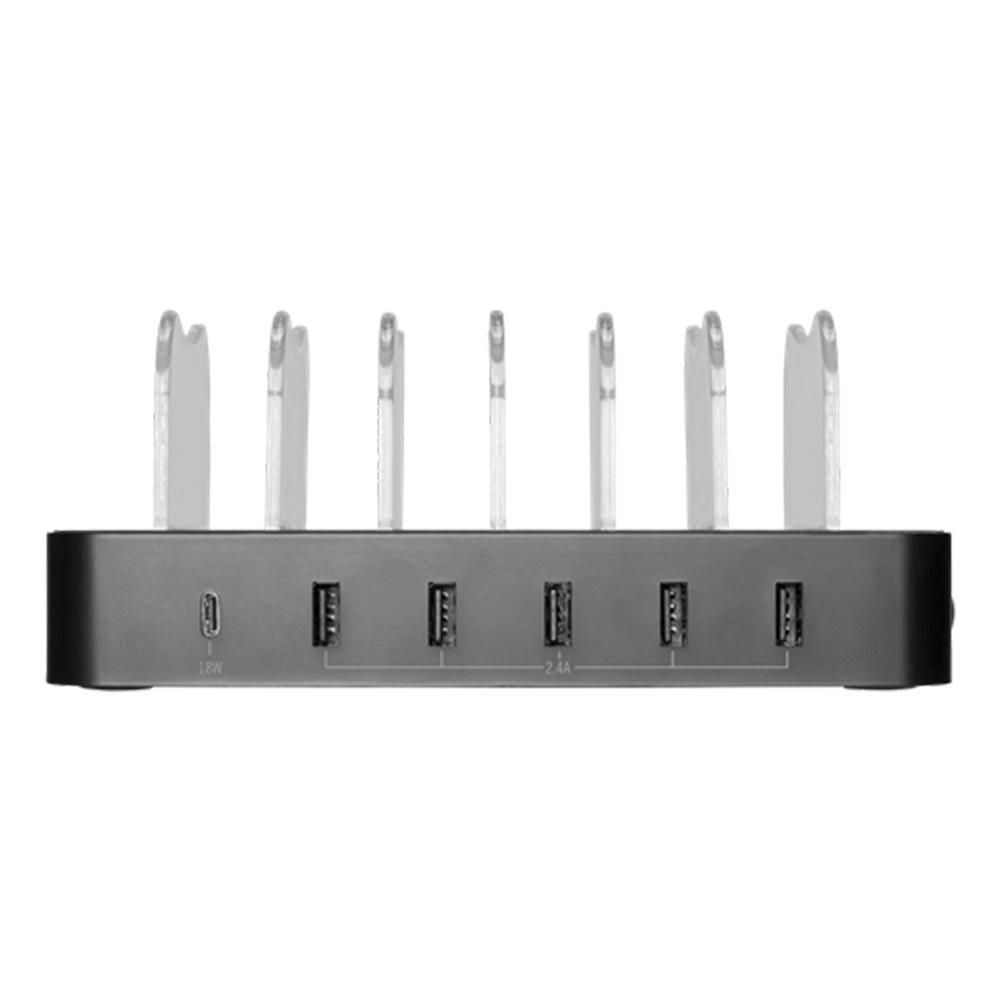 Deltaco Charging Station 6 Port 50W m. 5 x USB-A / 1 x USB-C Port - Sort