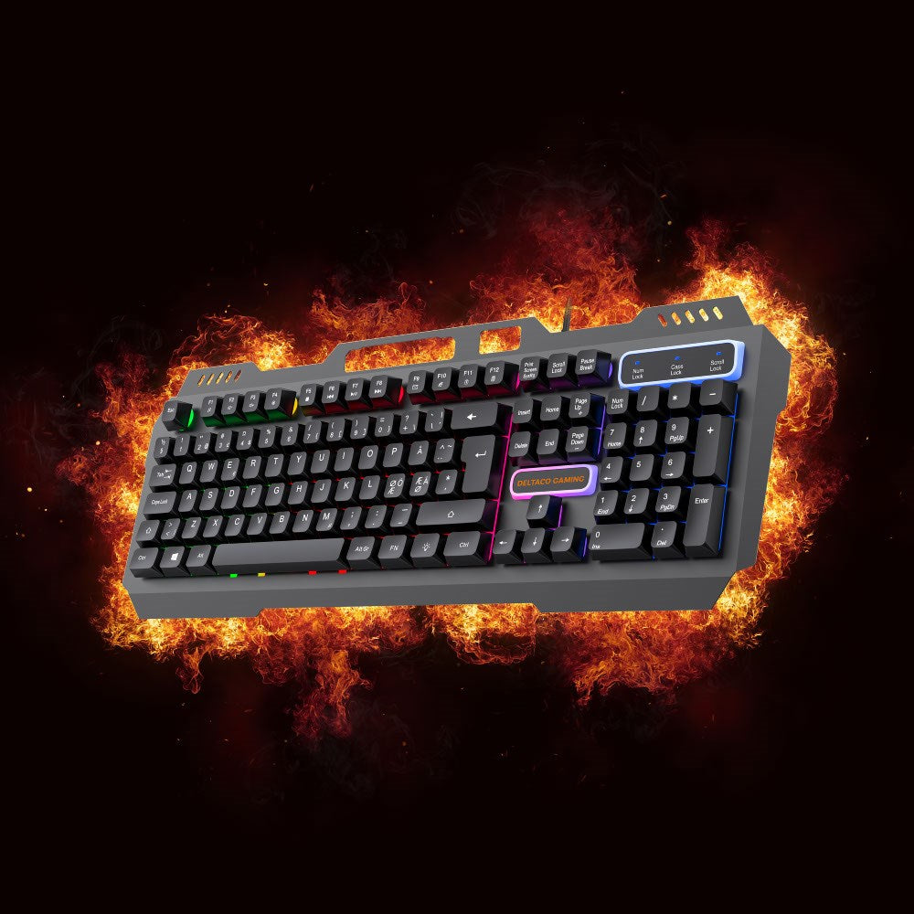 Deltaco DK130 Gaming Tastatur med RGB-Lys - Nordisk Layout - Sort