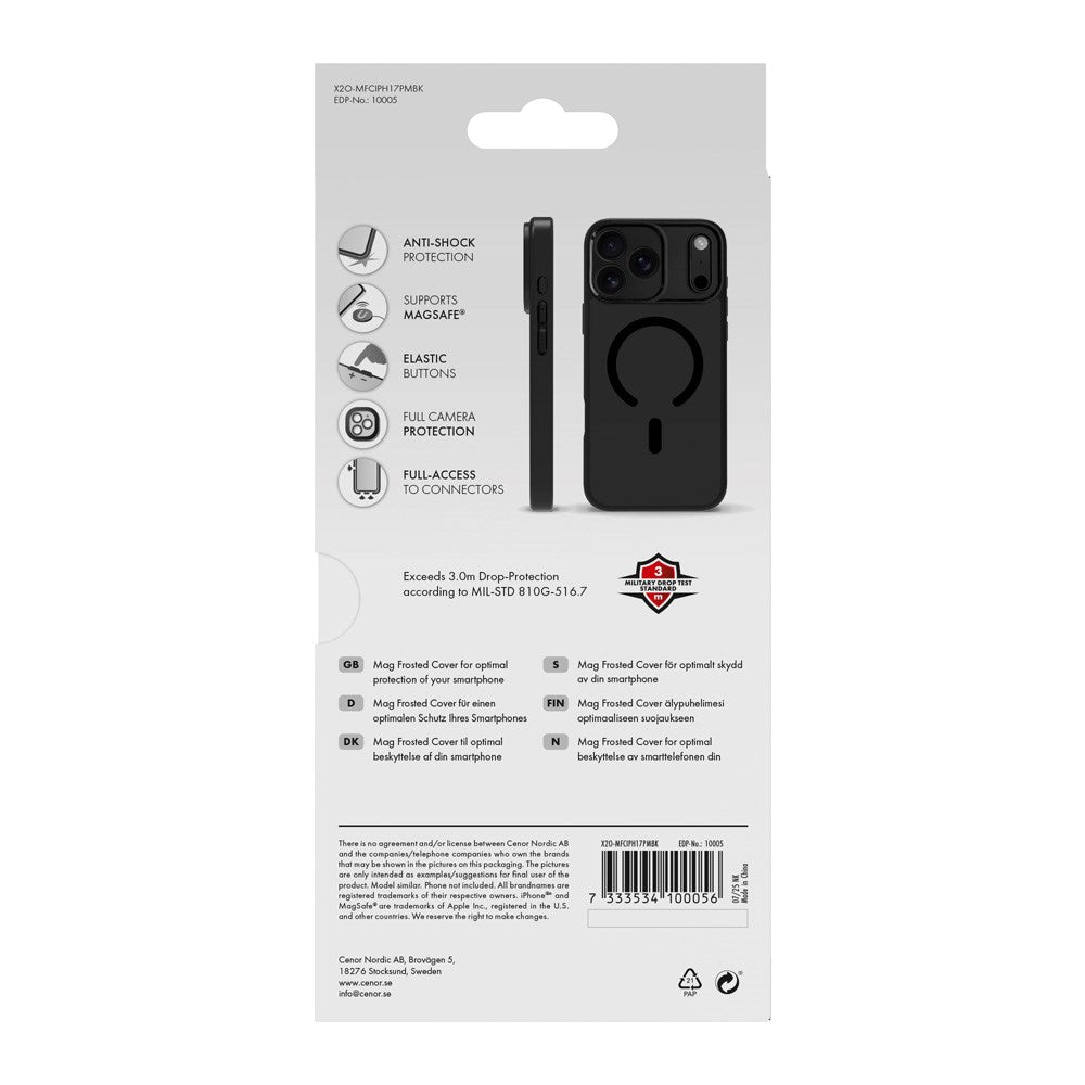 X2O iPhone 17 Pro Max Mag Frosted Cover - MagSafe Kompatibel - Mat Sort