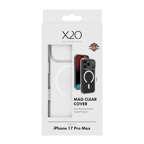 X2O iPhone 17 Pro Max Mag Clear Cover - MagSafe Kompatibel - Gennemsigtig