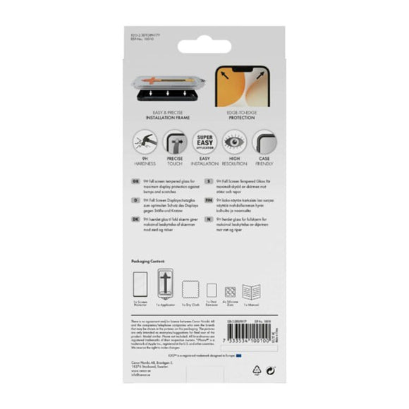 X2O iPhone 17 Pro 9H Hærdet Beskyttelsesglas inkl. Monteringsramme - Gennemsigtig / Sort Kant