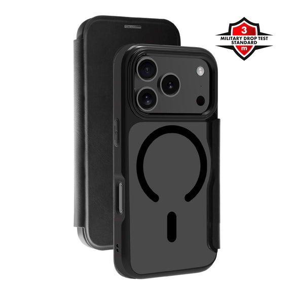 X2O iPhone 17 Pro Mag Wallet Flip Cover m. Kortholder- Sort