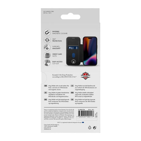 X2O iPhone 17 Pro Mag Wallet Flip Cover m. Kortholder- Sort