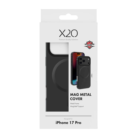 X2O iPhone 17 Pro Mag Metal Cover - MagSafe Kompatibel - Sort