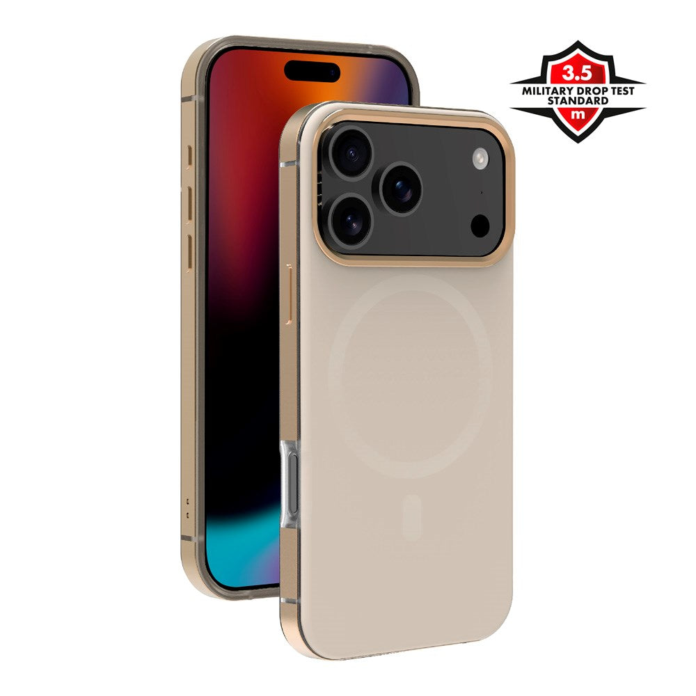 X2O iPhone 17 Pro Mag Metal Cover - MagSafe Kompatibel - Beige / Guld
