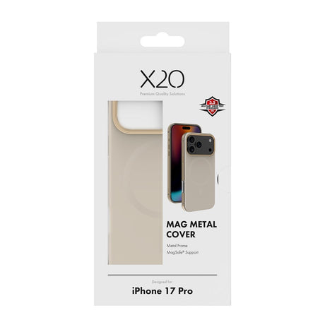 X2O iPhone 17 Pro Mag Metal Cover - MagSafe Kompatibel - Beige / Guld