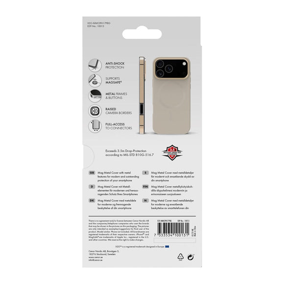 X2O iPhone 17 Pro Mag Metal Cover - MagSafe Kompatibel - Beige / Guld