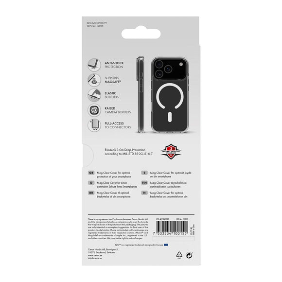 X2O iPhone 17 Pro Mag Clear Cover - MagSafe Kompatibel - Gennemsigtig