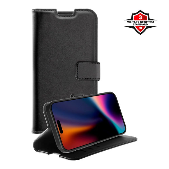 X2O iPhone 17 Pro Classic Wallet Flip Cover - Kortholder & Ståfunktion - Sort