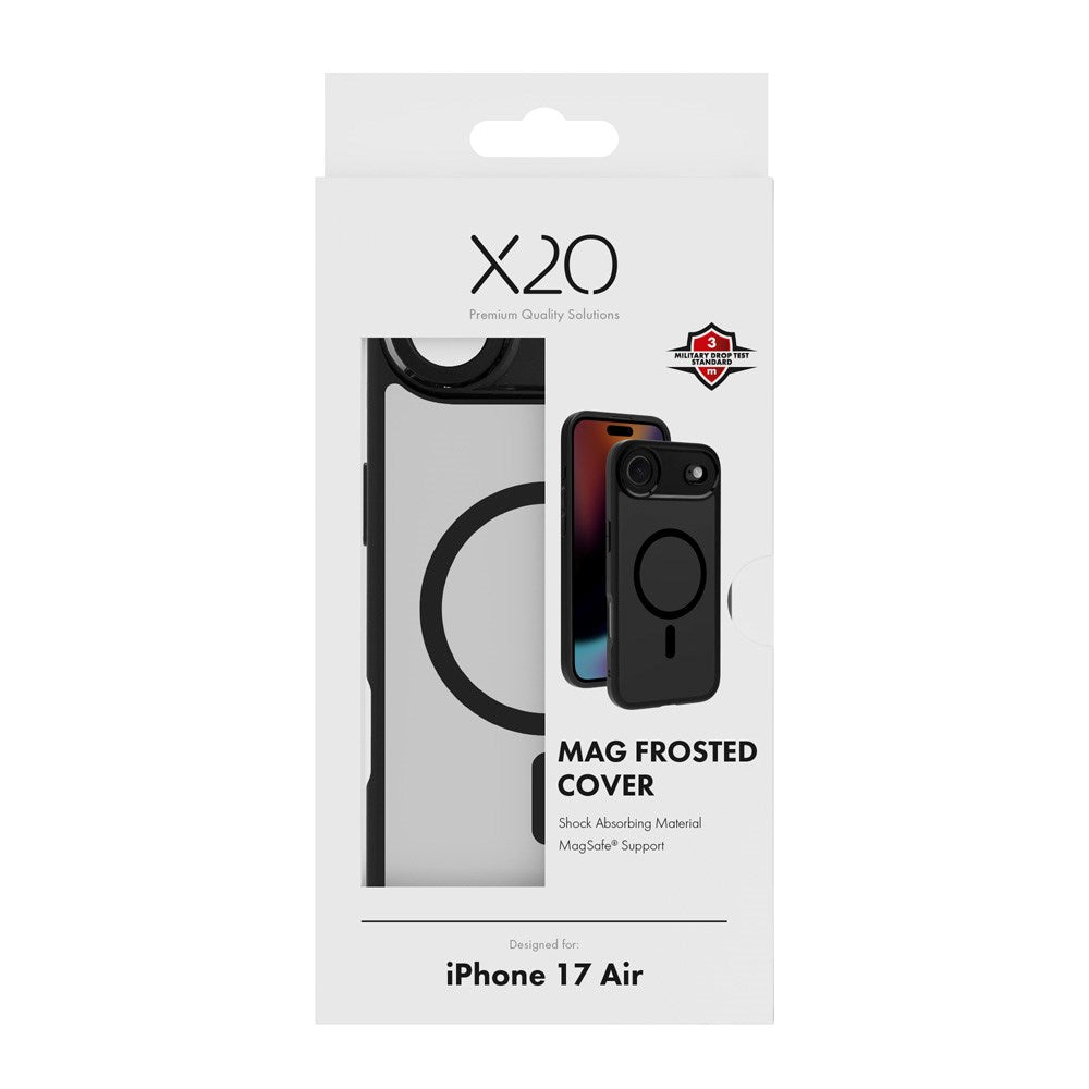 X2O iPhone Air Mag Frosted Cover - MagSafe Kompatibel - Mat Sort