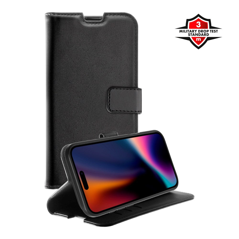 X2O iPhone Air Classic Wallet Flip Cover - Kortholder & Ståfunktion - Sort