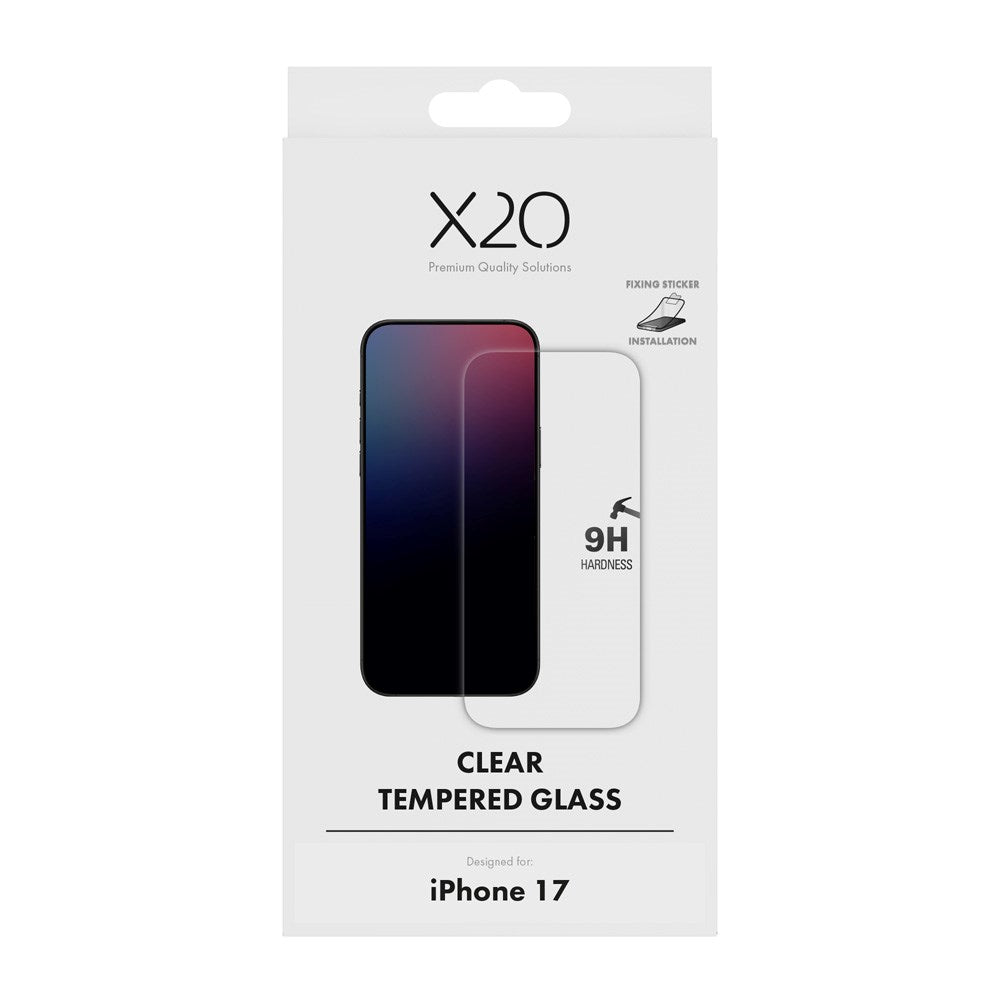 X2O iPhone 17 9H Hærdet Skærmbeskyttelsesglas - Gennemsigtig