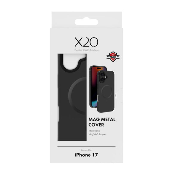 X2O iPhone 17 Mag Metal Cover - MagSafe Kompatibel - Sort