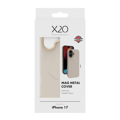 X2O iPhone 17 Mag Metal Cover - MagSafe Kompatibel - Beige / Guld