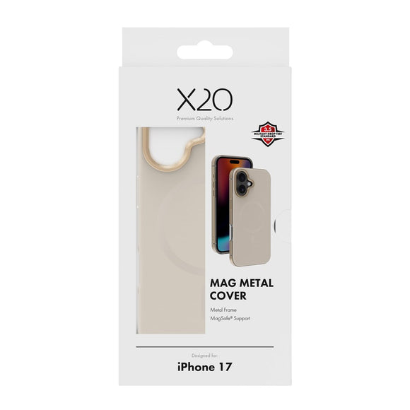 X2O iPhone 17 Mag Metal Cover - MagSafe Kompatibel - Beige / Guld