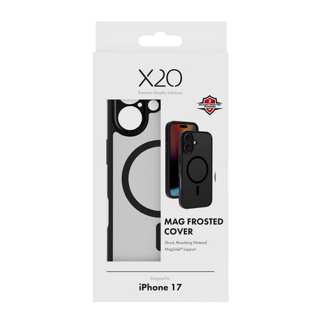 X2O iPhone 17 Mag Frosted Cover - MagSafe Kompatibel - Mat Sort