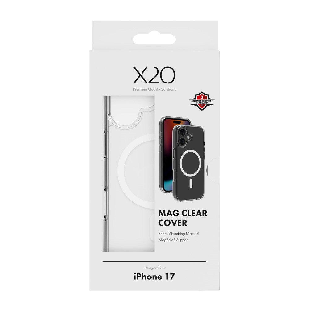 X2O iPhone 17 Mag Clear Cover - MagSafe Kompatibel - Gennemsigtig