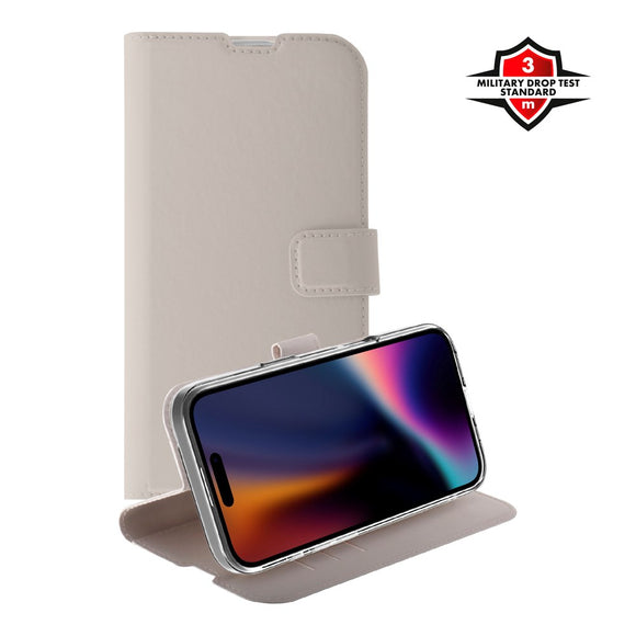 X2O iPhone 17 Classic Wallet Flip Cover - Kortholder & Ståfunktion - Beige