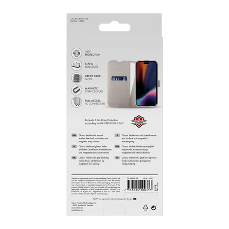 X2O iPhone 17 Classic Wallet Flip Cover - Kortholder & Ståfunktion - Beige