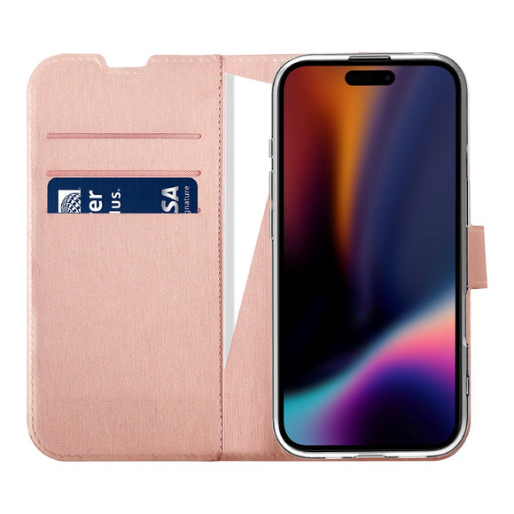 X2O iPhone 17 Classic Wallet Flip Cover - Kortholder & Ståfunktion - Rose Gold