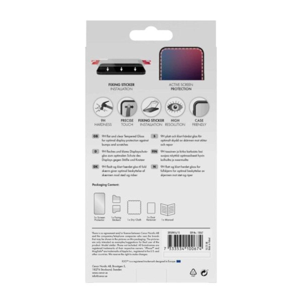 iPhone 16 / 15 X2O 9H Full Fit Hærdet Skærmbeskyttelsesglas - Gennemsigtig