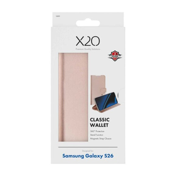 Samsung Galaxy S26 X2O Classic Wallet Flip Cover - Rose Gold