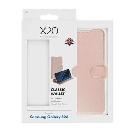 Samsung Galaxy S26 X2O Classic Wallet Flip Cover - Rose Gold