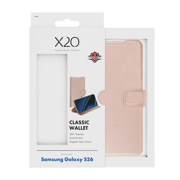Samsung Galaxy S26 X2O Classic Wallet Flip Cover - Rose Gold