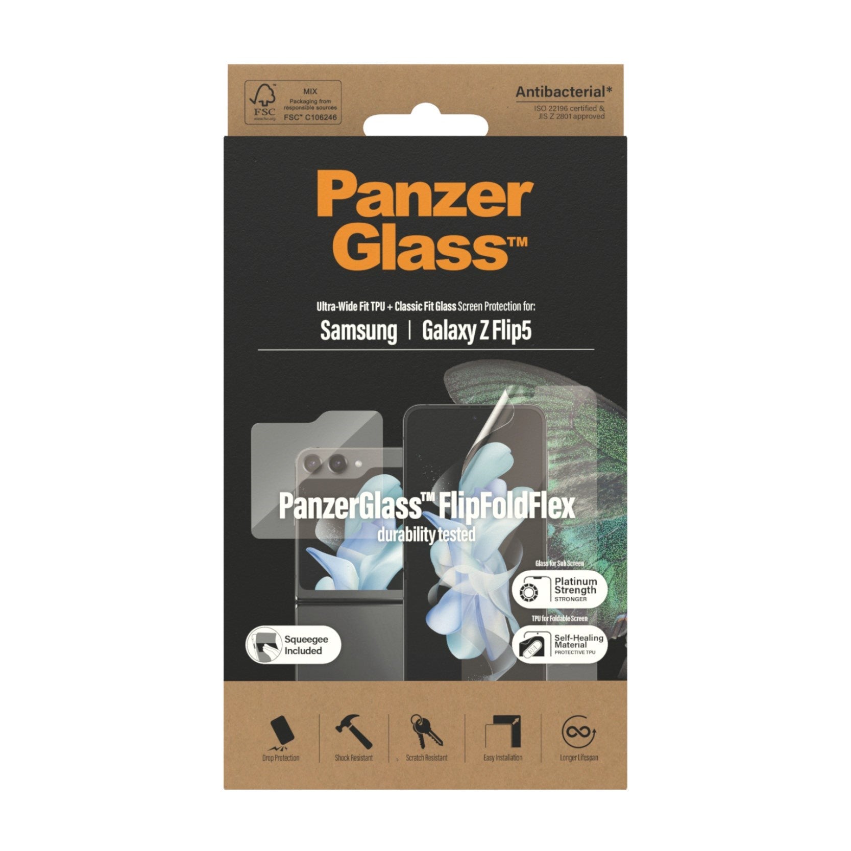 Samsung Galaxy Z Flip5 (5G) PanzerGlass FlipFoldFlex Skærmbeskyttelse - Platinum Strength - Gennemsigtig