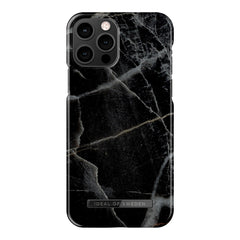 iDeal Of Sweden iPhone 12 / 12 Pro Fashion Case Black Thunder Marble