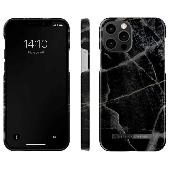 iDeal Of Sweden iPhone 12 / 12 Pro Fashion Case Black Thunder Marble