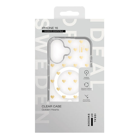 iDeal Of Sweden iPhone 16 Clear Case - MagSafe Kompatibel - Golden Hearts
