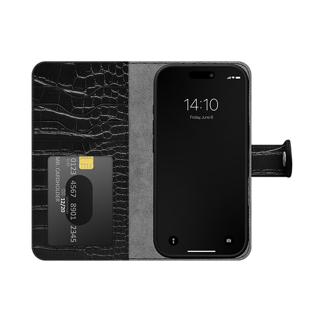 iDeal Of Sweden iPhone 16 - MagSafe - Magnet Wallet+ - Black Croco