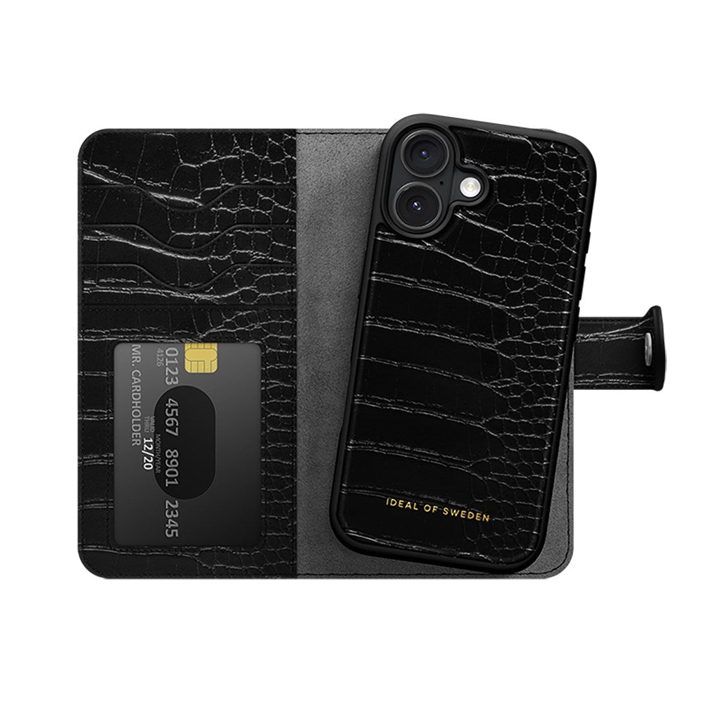 iDeal Of Sweden iPhone 16 - MagSafe - Magnet Wallet+ - Black Croco