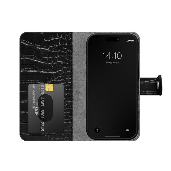 iDeal Of Sweden iPhone 16 Pro Magnet Wallet+ - Black Croco